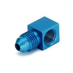 Autometer Fitting Adapter 90Degree 1 8 Nptf Female To 4An Male Aluminum Blue Anodized