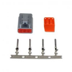 AEM DTM-Style 3-Way Plug Connector Kit - Includes Plug, Plug Wedge Lock & 4 Female Pins