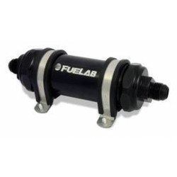 In Line Fuel Filter Long Length 10An Inlet Outlet 6 Micron Fiberglass Element Black Fuelab